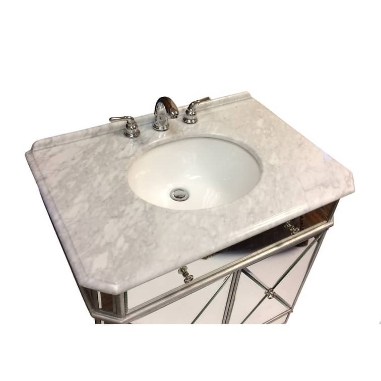 32" Benton Collection Austell Gold Mirrored Bathroom Vanity