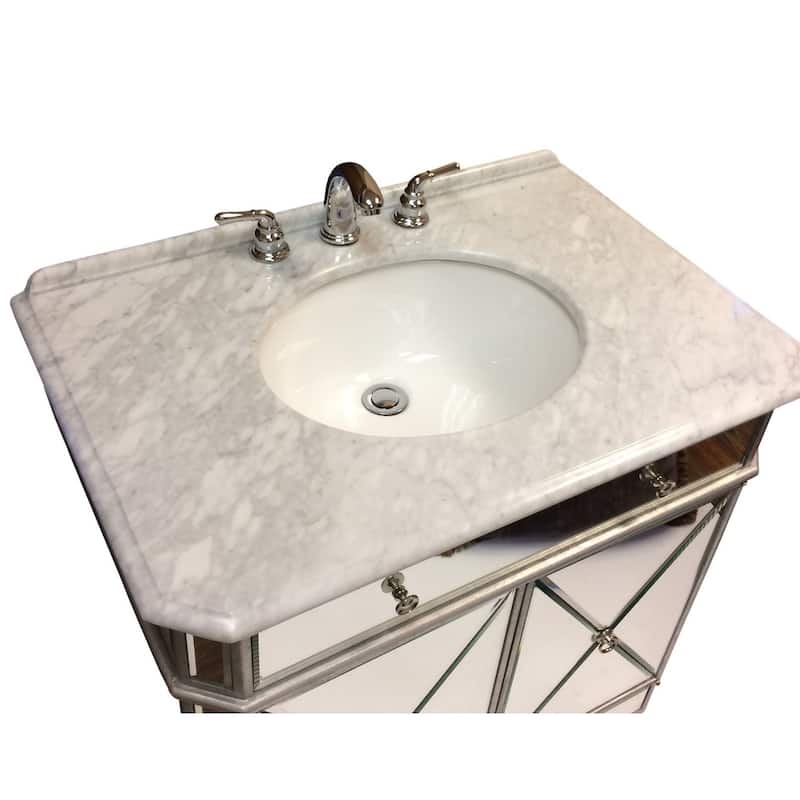 30" Benton Collection Adelisa Gold Mirrored Bathroom Vanity