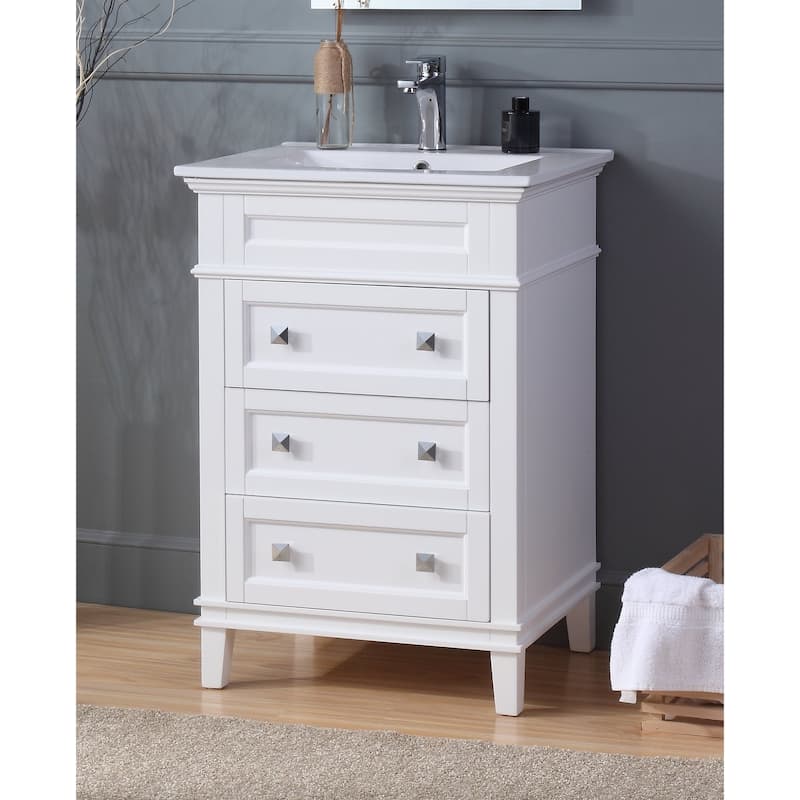 24" Tennant Brand Felix Modern White Sink Bathroom Vanity - N/A