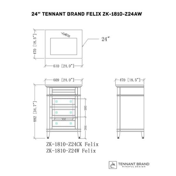 24" Tennant Brand Felix Modern White Sink Bathroom Vanity Bed Bath & Beyond 23621764