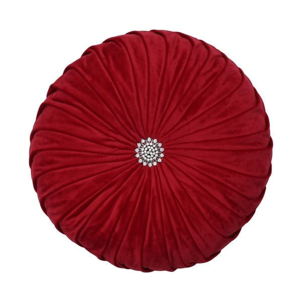 lush decor round pleated soft velvet decorative pillow