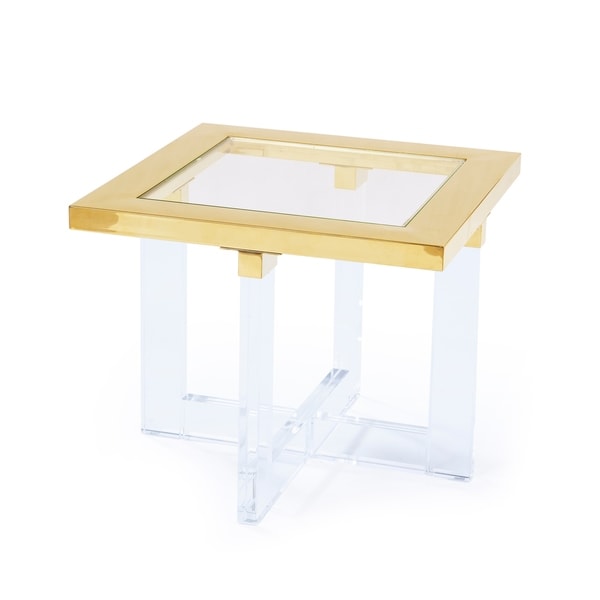 Pasargad Vicenza Collection Lucite White Side table - 24" x 24"