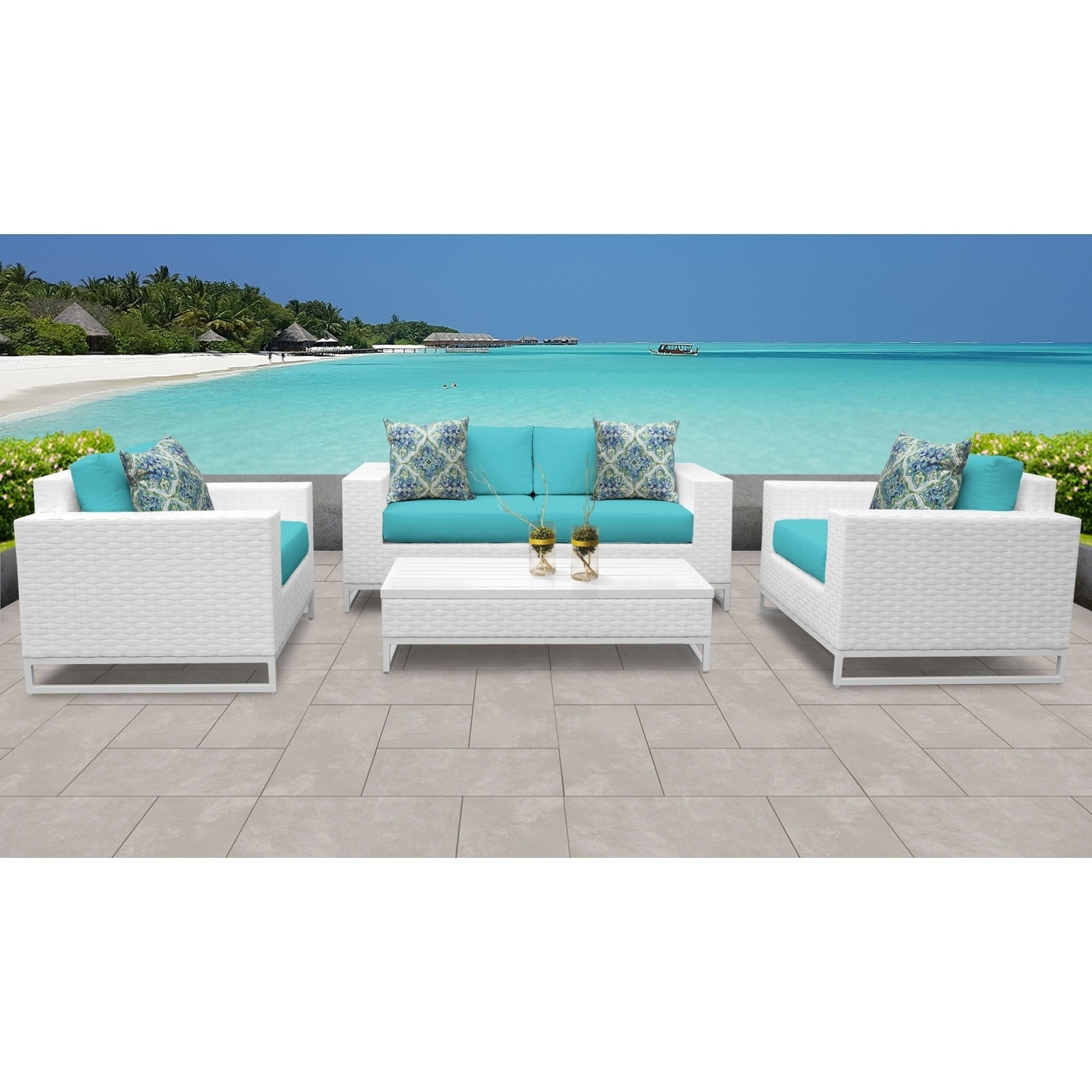 Miami 5 Piece Outdoor Wicker Patio Furniture Set 05f For Sale Online