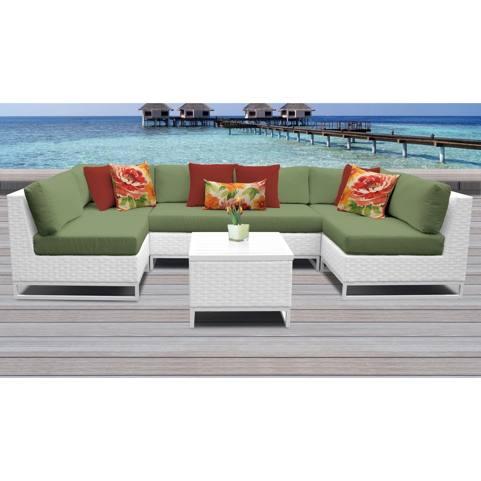 Shop Miami 7 Piece Outdoor Wicker Patio Furniture Set 07d Overstock 23622603