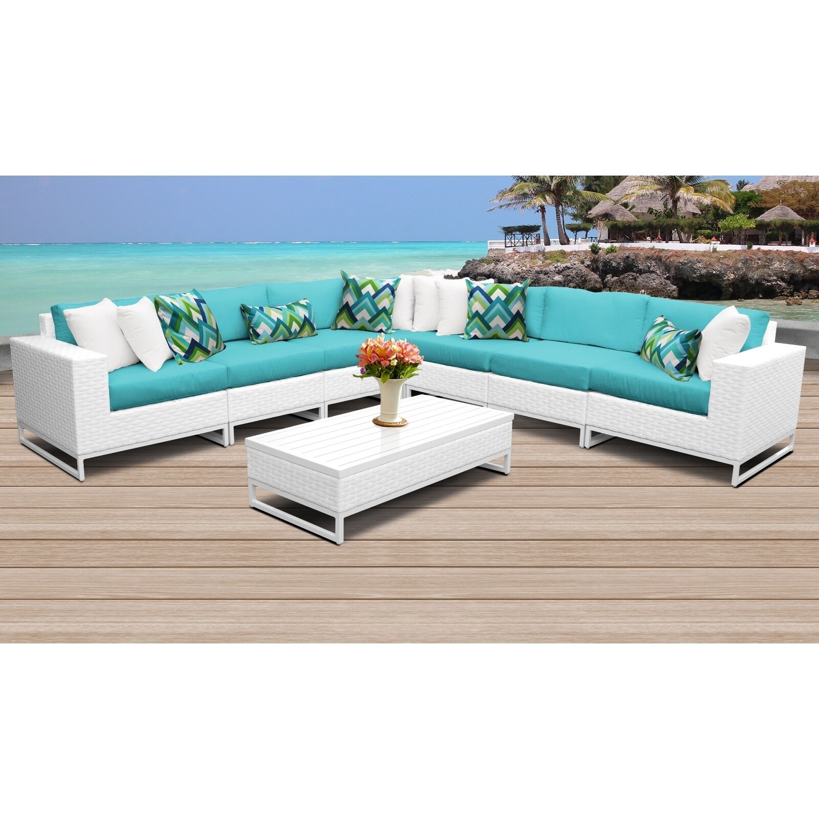 Miami 8 Piece Outdoor Wicker Patio Furniture Set 08f | eBay