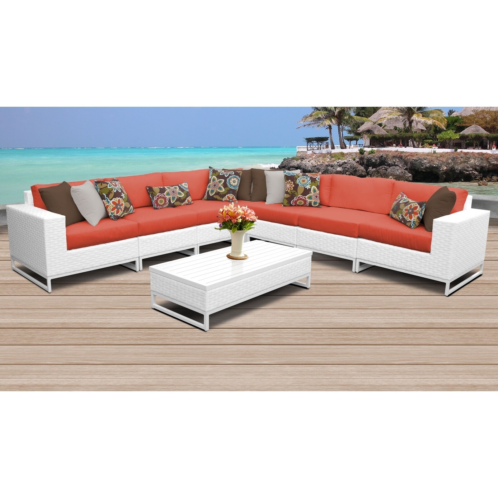 Miami 8 Piece Outdoor Wicker Patio Furniture Set 08f Bed Bath