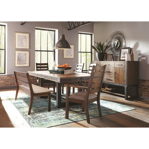 Carbon Loft Kareem Industrial Slat Back Design Wood And Metal Dining Set Overstock 23622622