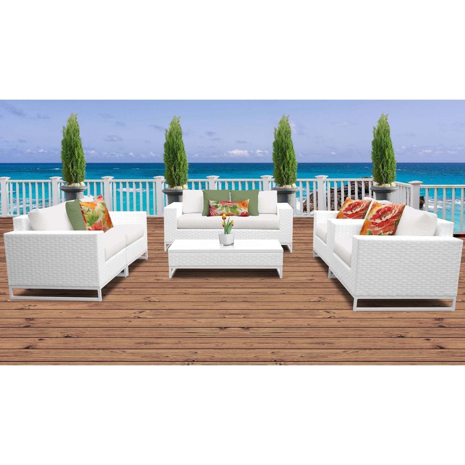 Shop Miami 7 Piece Outdoor Wicker Patio Furniture Set 07c Free