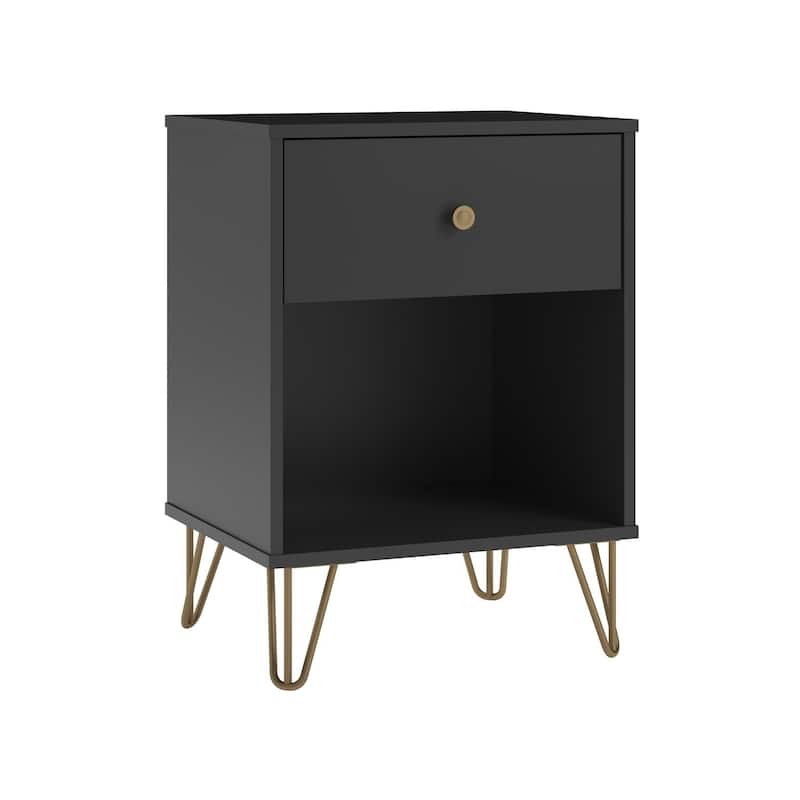 The Novogratz Owen Black Nightstand - Black - 1-drawer