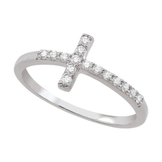 Shop Eternally Haute Sterling Silver Cubic Zirconia 'Love' Ring ...
