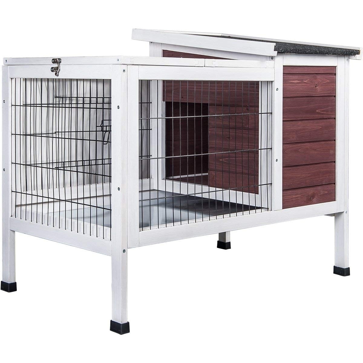purlove rabbit hutch wood house pet cage for small animals