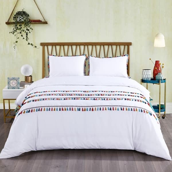 Shop California Design Den Cotton Boho Tassled Duvet Cover Set