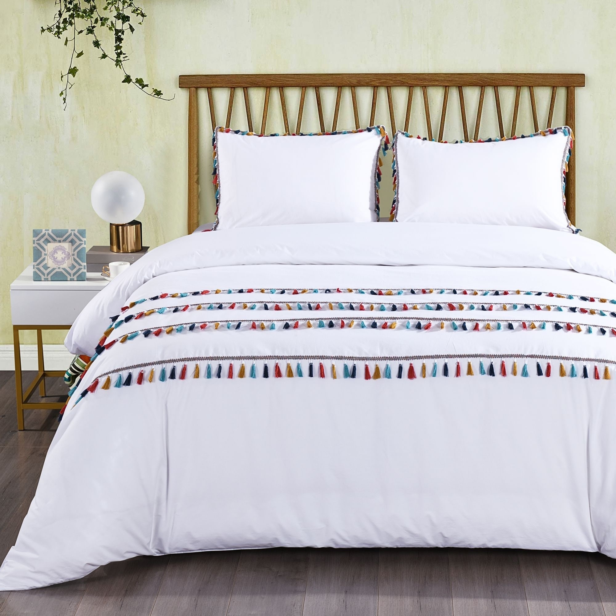 Shop California Design Den Cotton Boho Tassled Duvet Cover Set