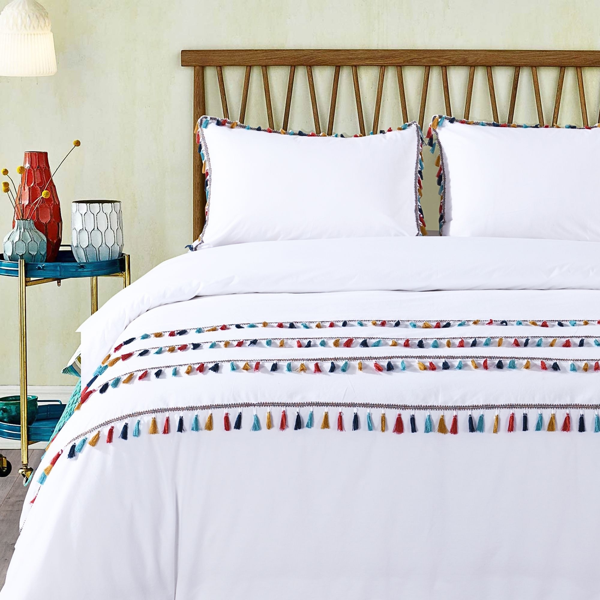 California Design Den Cotton Boho Tassled Duvet Cover Set