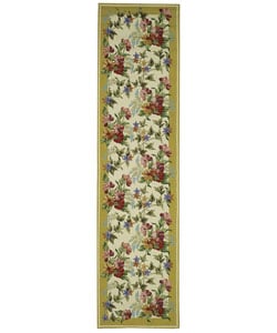 Hand hooked Botanical Ivory/ Yellow Wool Runner (2'6 x 10') Safavieh Runner Rugs