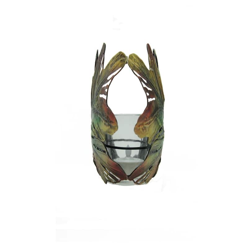 6" Autumn Colored Oak Leaf Metal Thanksgiving Leaf Votive Candle Holder