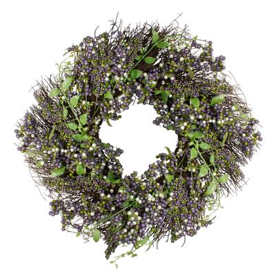 22" Decorative Plum Purple and White Artificial Berry Wreath