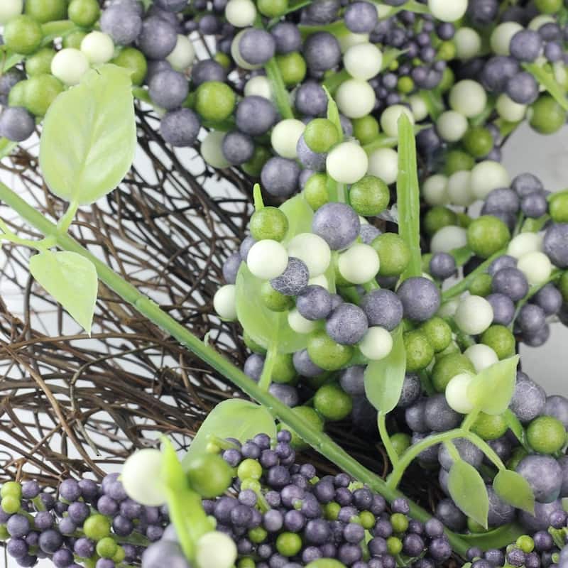 22" Decorative Plum Purple and White Artificial Berry Wreath