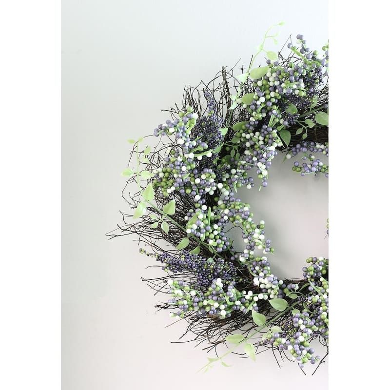 22" Decorative Plum Purple and White Artificial Berry Wreath