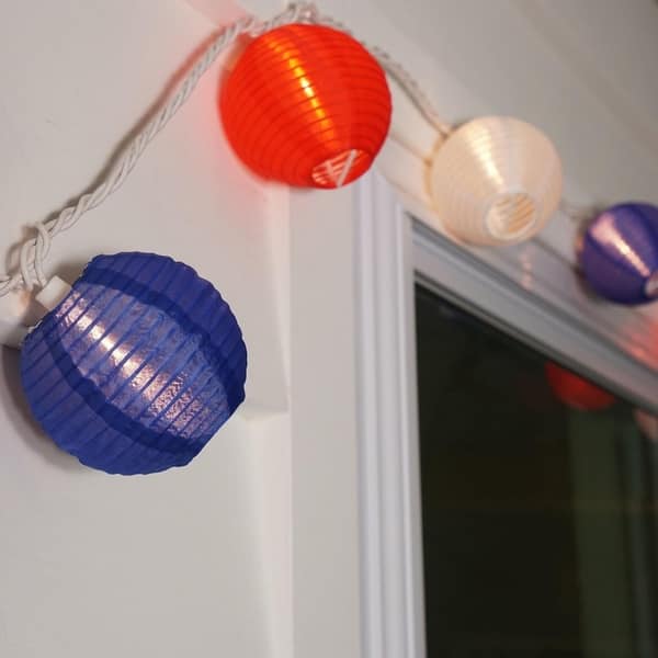 Set Of 10 Red White And Blue Round Chinese Lantern Patio Lights Wire Set Of 10 Red White And Blue Round Chinese Lantern Patio Lights Wire