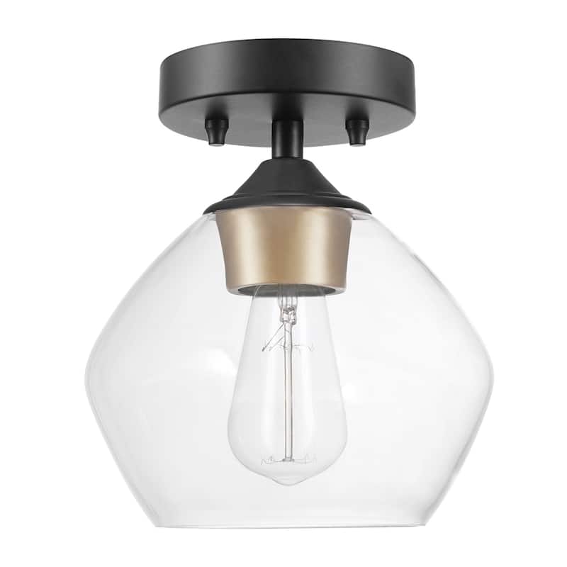 Porch & Den Berea Matte Black 1-light Semi-Flush Mount Ceiling Light