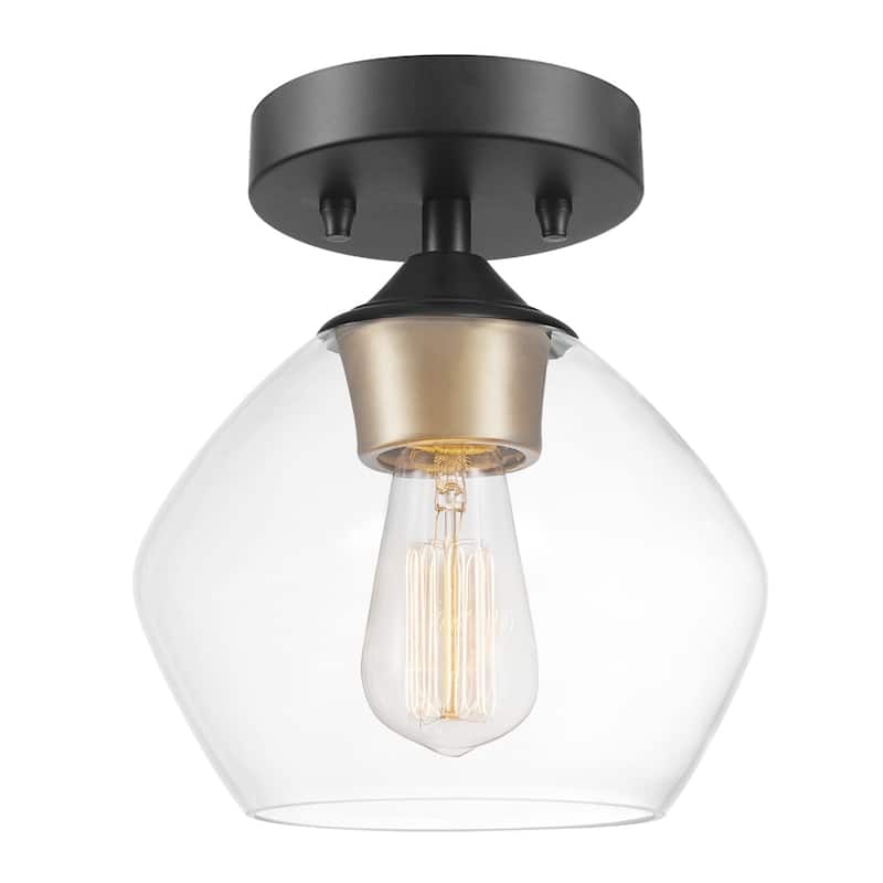 Porch & Den Berea Matte Black 1-light Semi-Flush Mount Ceiling Light