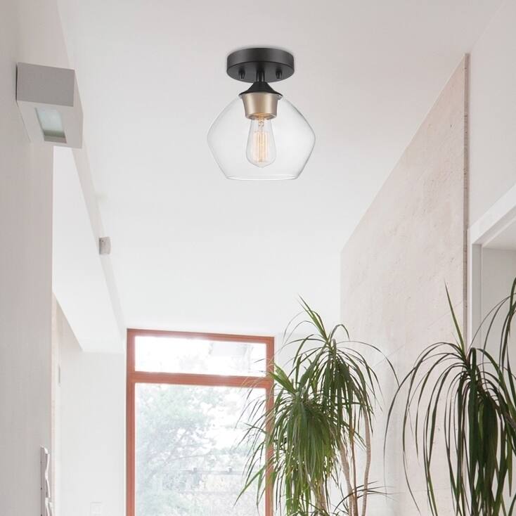 Porch & Den Berea Matte Black 1-light Semi-Flush Mount Ceiling Light