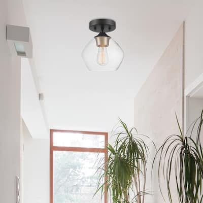 Porch & Den Berea Matte Black 1-light Semi-Flush Mount Ceiling Light