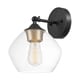preview thumbnail 2 of 7, Harrow 1-Light Matte Black Wall Sconce with Clear Glass Shade