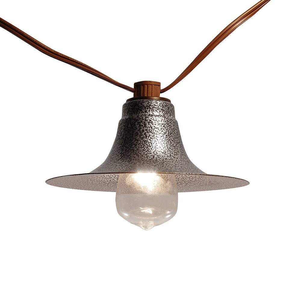 Hammered Silver Metal String Lights with Edison Bulbs - 10 Lights