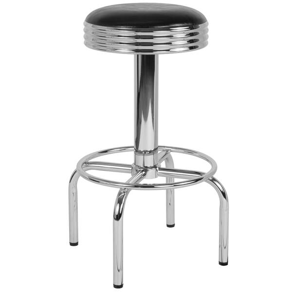 Shop Retro Metal Diner Bar Stool With Chrome Base On Sale