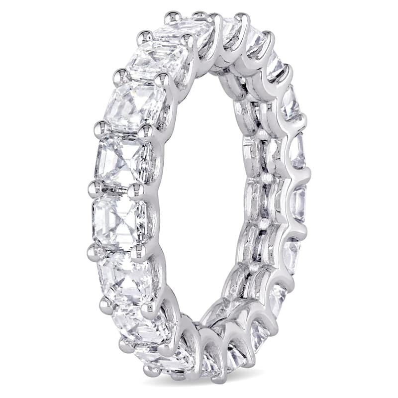 Miadora 18k White Gold 5 1/10ct TDW Asscher-Cut Diamond Full-Eternity Band