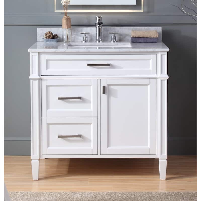 36 Inch Durand Modern Gray Bathroom Sink Vanity with Stone Counter Top
