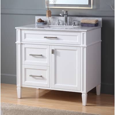 36 Inch Durand Modern Gray Bathroom Sink Vanity with Stone Counter Top