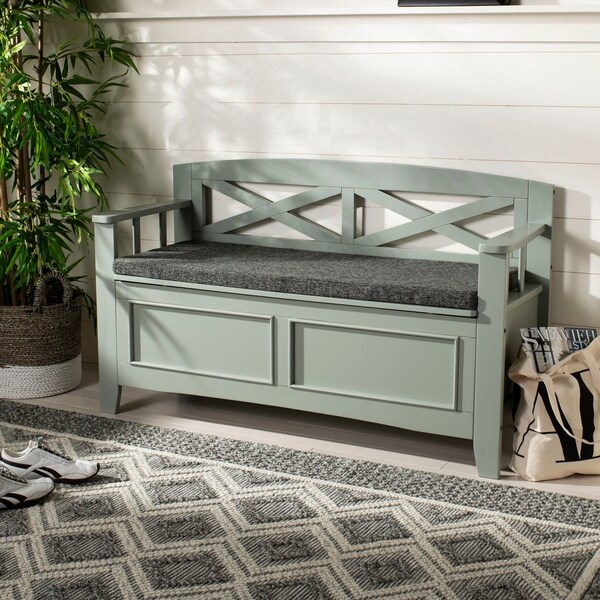 Shop Safavieh Anisa Storage Bench- Grey / Dark Grey - 50" x 18" x 30