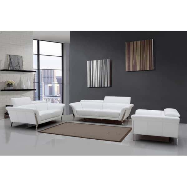 3 Piece Divani Casa Ronen Modern White Leather Sofa Set 3 Piece Divani Casa Ronen Modern White Leather Sofa Set