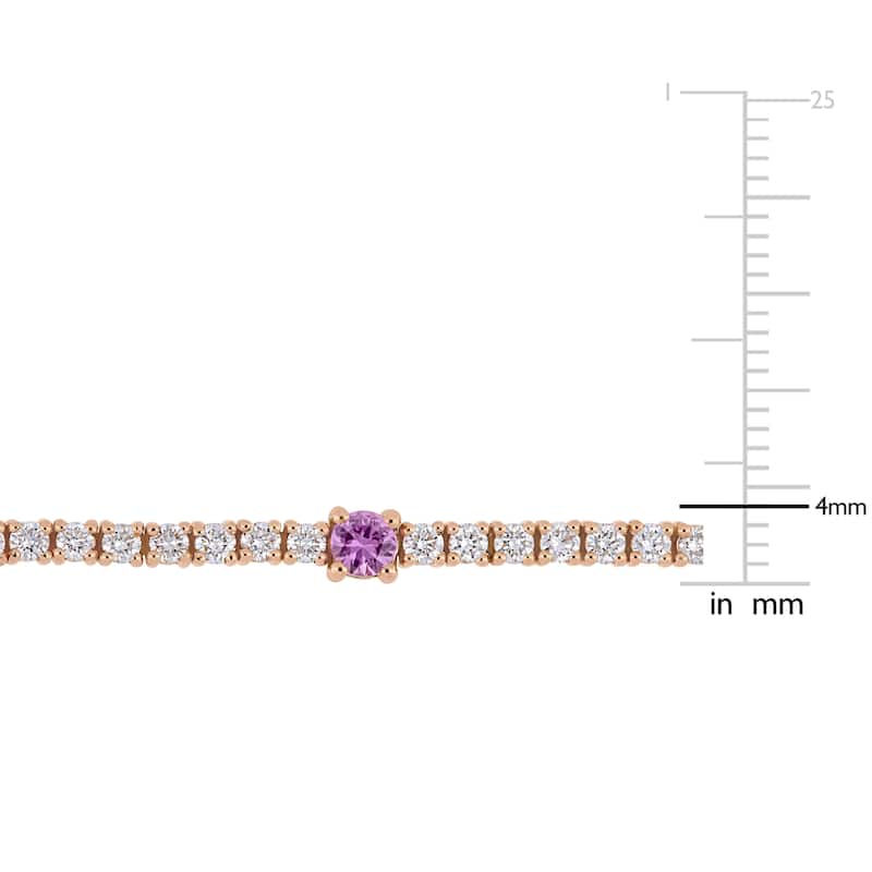 Miadora 14k Rose Gold Pink Sapphire and 2 1/4ct TDW Diamond Tennis Bracelet