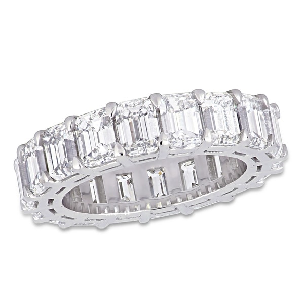 Miadora 18k White Gold 8 1/3ct TDW Emerald-Cut Diamond Full-Eternity Band