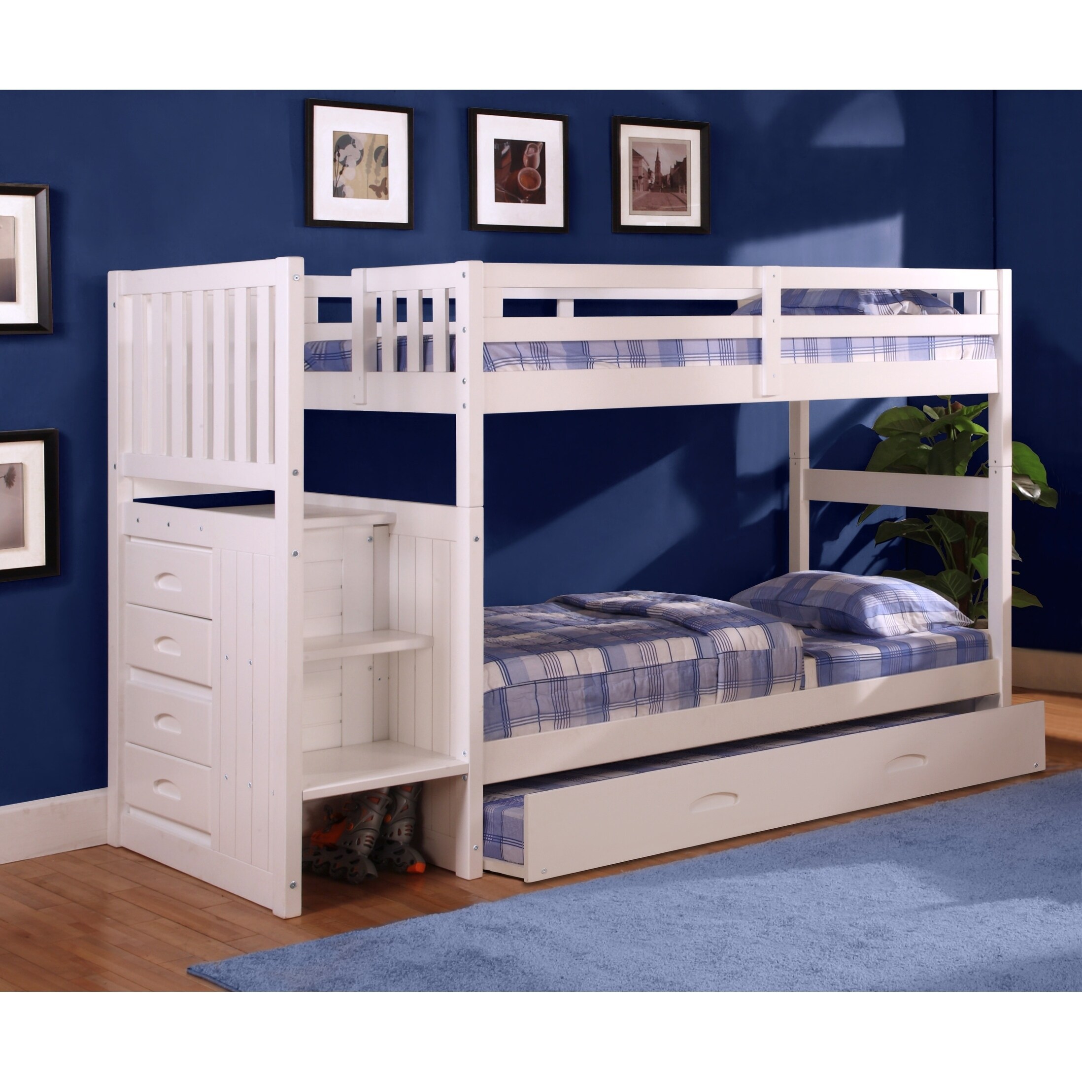 Shop American Furniture Solid Pine Staircase Twin Twin Bunk Bed