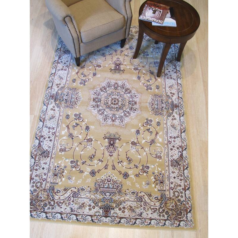 Gold Oriental Rug by , Luxurious and Elegant Area Rug for Enhancing the Sophistication of Your Living Room, Bedroom