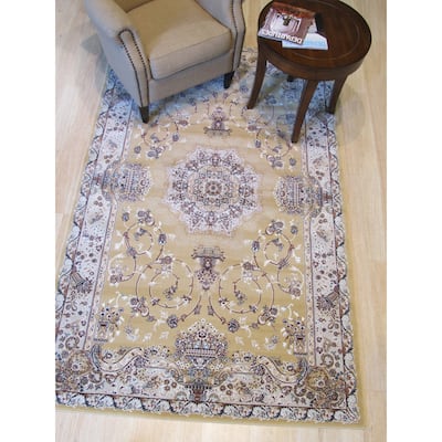 Gold Oriental Rug by , Luxurious and Elegant Area Rug for Enhancing the Sophistication of Your Living Room, Bedroom