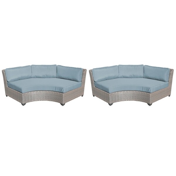 Tk Clics Florence Wicker And Aluminum Curved Armless Outdoor Sofa Set Of 2