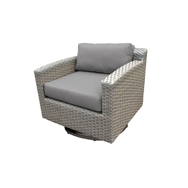 grey wicker swivel chair