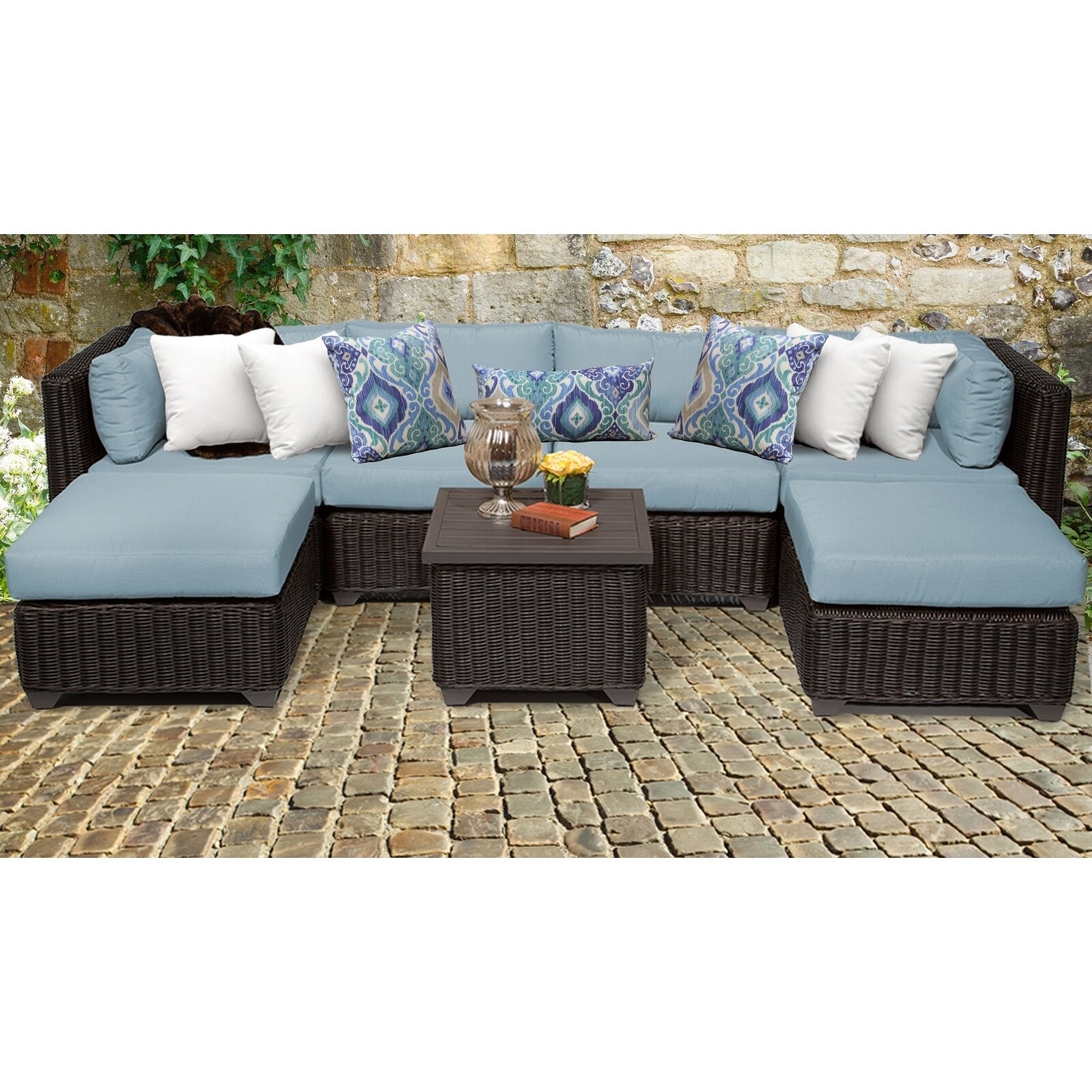 Shop Tk Classics Venice 7 Piece Chestnut Brown Wicker Outdoor Patio Furniture Set Free Shipping Today Overstock 24017675