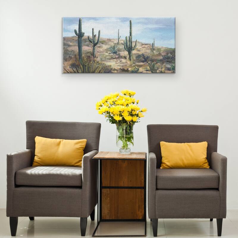 Masterpiece Art Gallery Desert Cactus Vista by Studio Arts Canvas Art Print