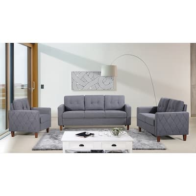 Harrad Tufted Mid-Century 3 Piece Living Room Set
