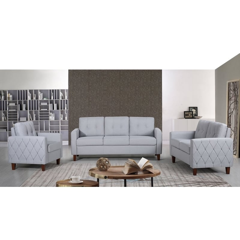 Harrad Tufted Mid-Century 3 Piece Living Room Set