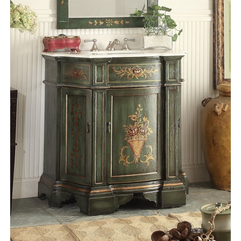 35" Benton Collection Crossfield Green Bathroom Vanity & Mirror
