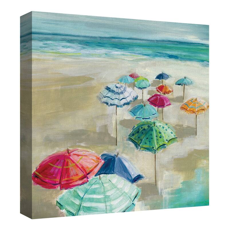 Fine Art canvas Making Shade with Beach Umbrella II by Carol Robinson Canvas Art - Multi-color