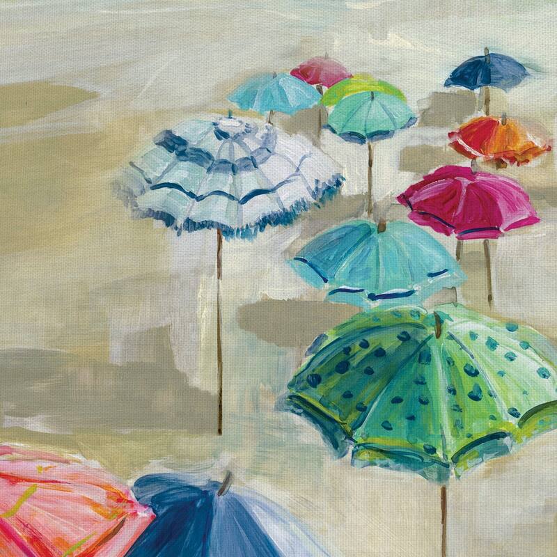 Fine Art canvas Making Shade with Beach Umbrella II by Carol Robinson Canvas Art - Multi-color